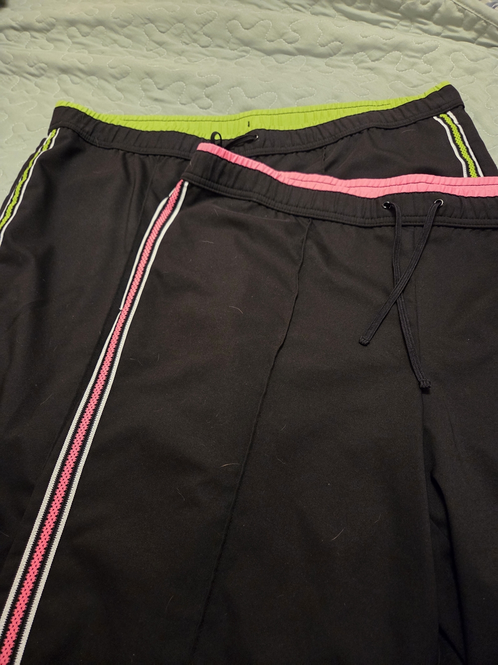 made for life Black Ankle Cropped Pants with Pink & Lime Trim Bundle (2)